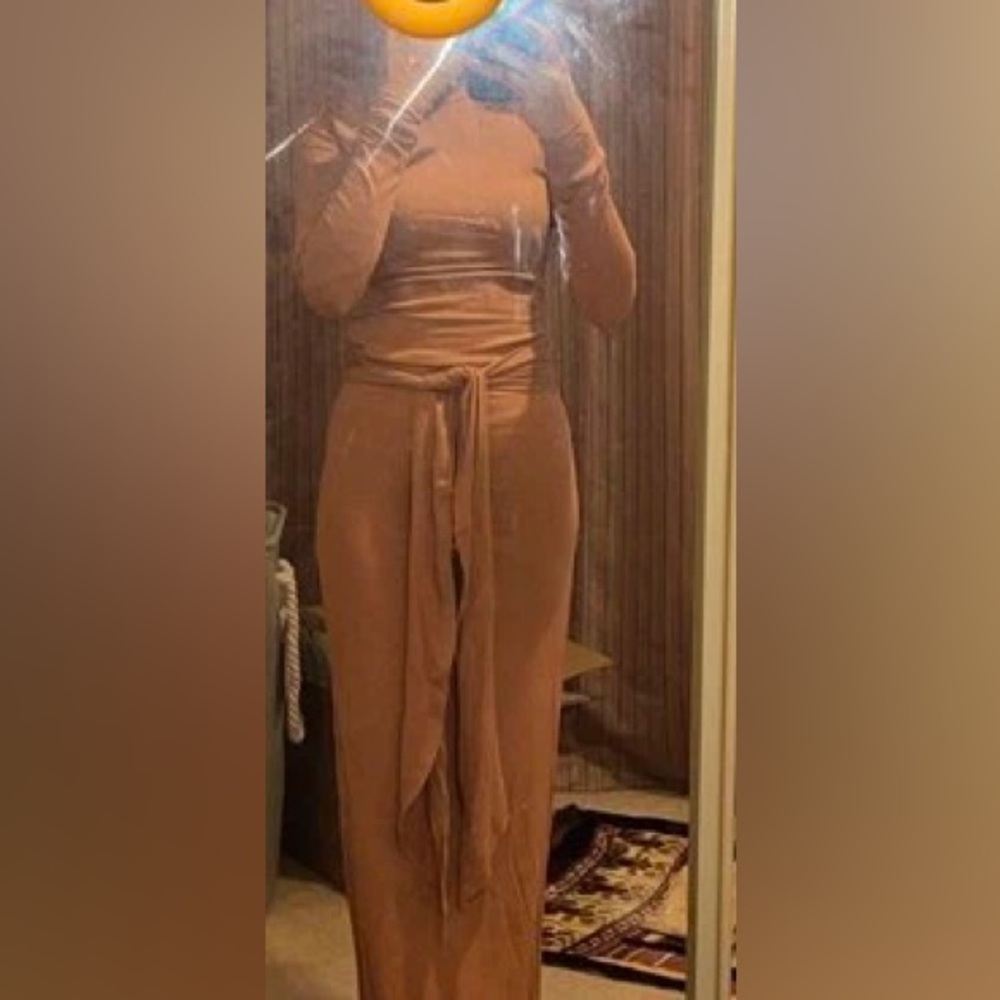 Solid Split Thigh Tie Front Dress - image 7